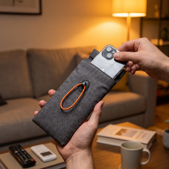Customer photo of the UnTrack phone sleeve