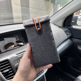 Customer photo of the UnTrack phone sleeve