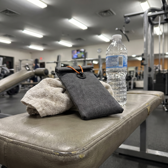 Customer photo of the UnTrack phone sleeve