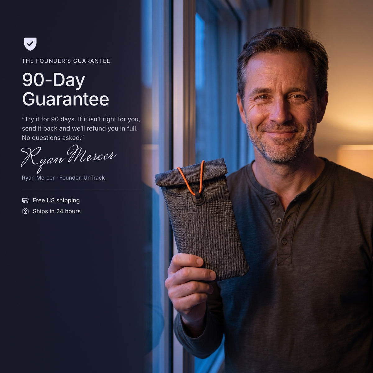 The founder's 90-Day Guarantee, signed