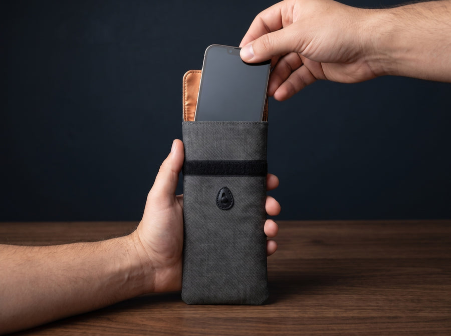 Slide the phone into the open sleeve