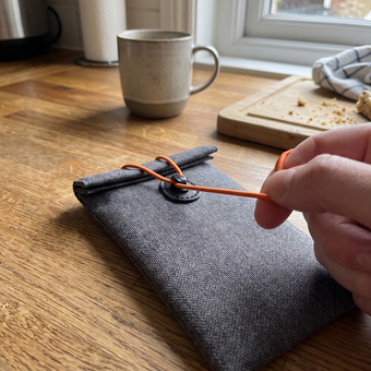 Customer photo of the UnTrack phone sleeve