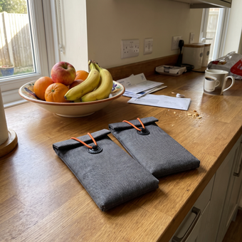 Customer photo of the UnTrack phone sleeve