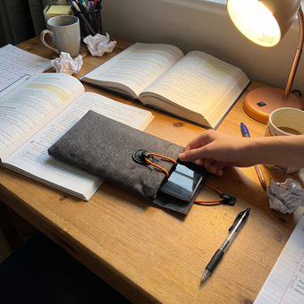 Customer photo of the UnTrack phone sleeve